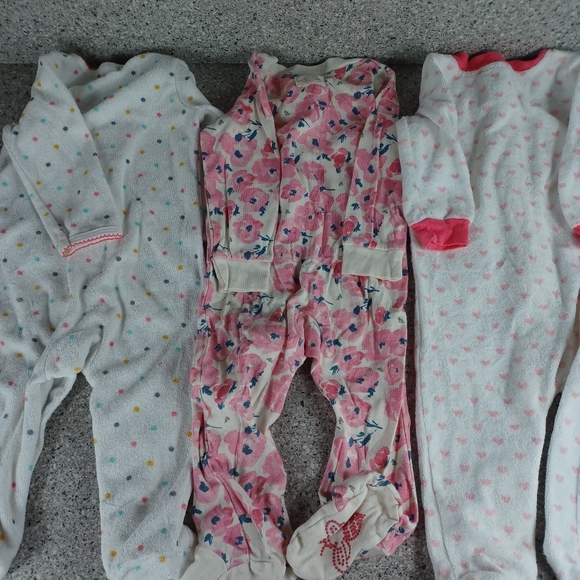 Bundle 6-9 Months Footie Pajamas Baby Girl Burts Bees Carter's Floral - Picture 8 of 8